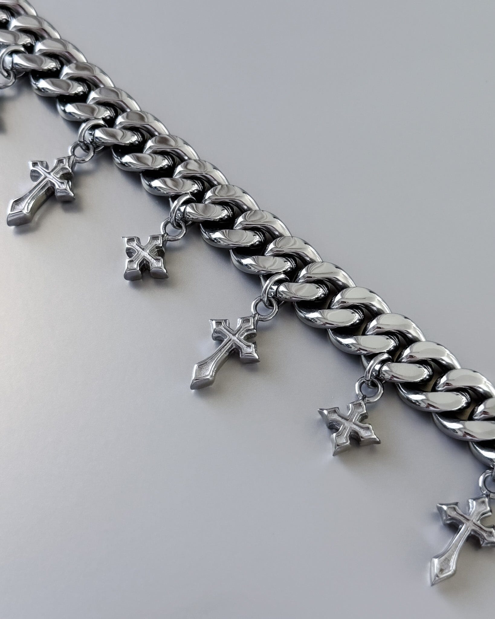 2色展開♪ RAREROMANCE Cross Cuban Bracelet Cuban link Bracelet | RARE-ROMANCE™