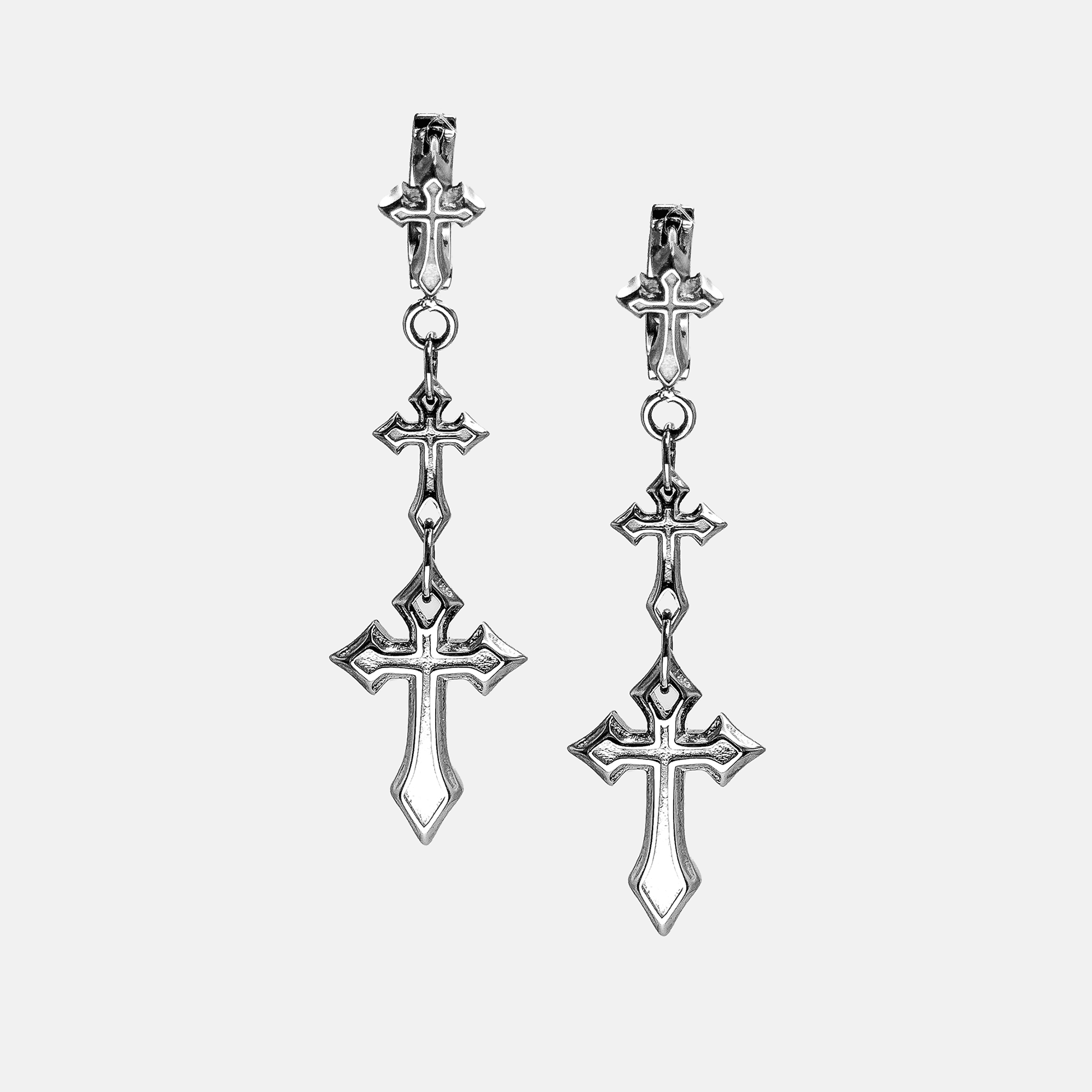 TRIPLE CROSS DROP EARRING – RARE-ROMANCE