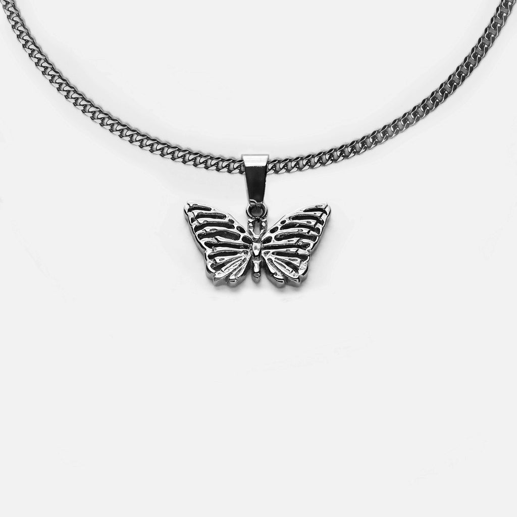 DIED LIT BUTTERFLY CUBAN NECKLACE RARE-ROMANCE™️ RARE-ROMANCEJewelry - Jewelry - Fashion - silver - gold - necklace - pendant  - chain - choker 