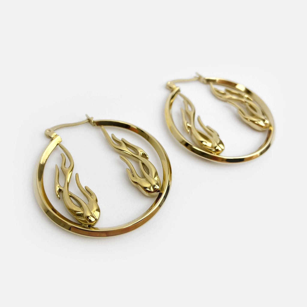 FLAME HOOP EARRINGS RARE-ROMANCE™️ RARE-ROMANCEJewelry - Jewelry - Fashion - silver - gold - necklace - pendant  - chain - choker 