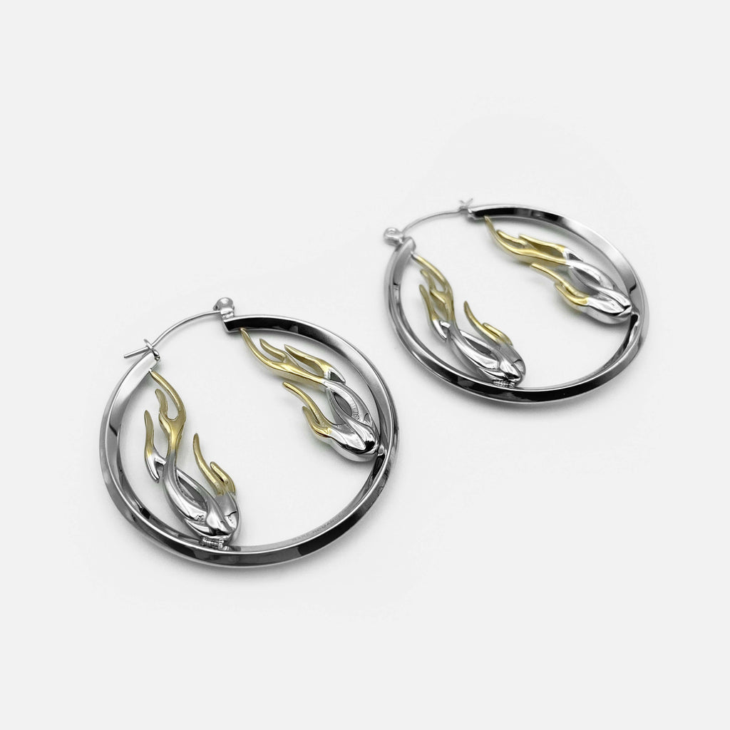 FLAME HOOP EARRINGS RARE-ROMANCE™️ RARE-ROMANCEJewelry - Jewelry - Fashion - silver - gold - necklace - pendant  - chain - choker 