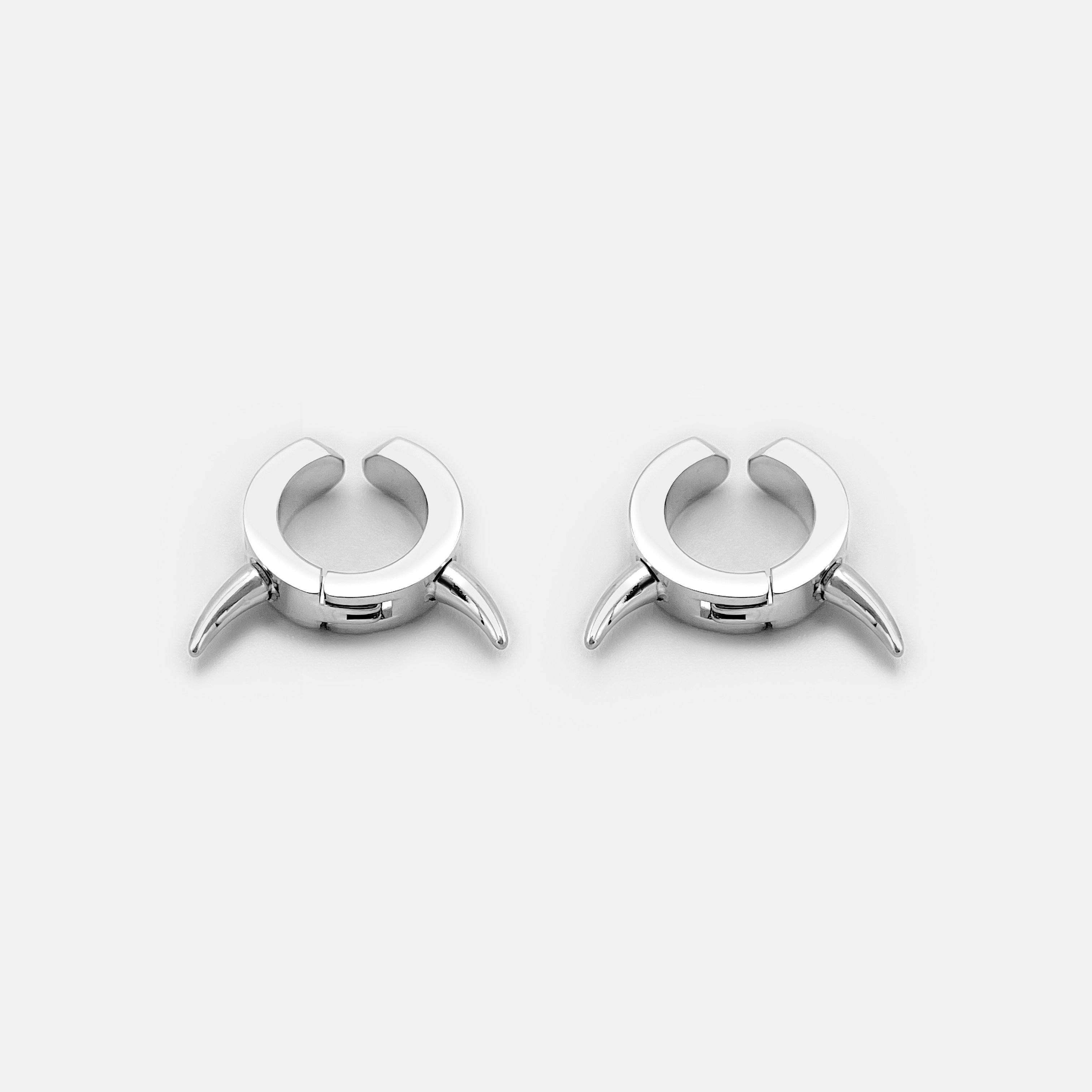 RAREROMANCE Horn Hoop Cuff Earring イヤリング ペア horn_hoop_cuff_silver_double.