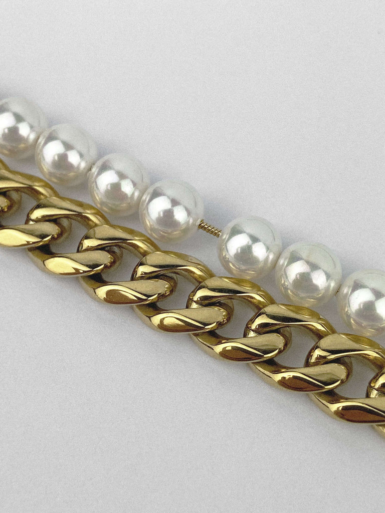 PEARL CUBAN CHAIN RARE-ROMANCE™️ RARE-ROMANCEJewelry - Jewelry - Fashion - silver - gold - necklace - pendant  - chain - choker 