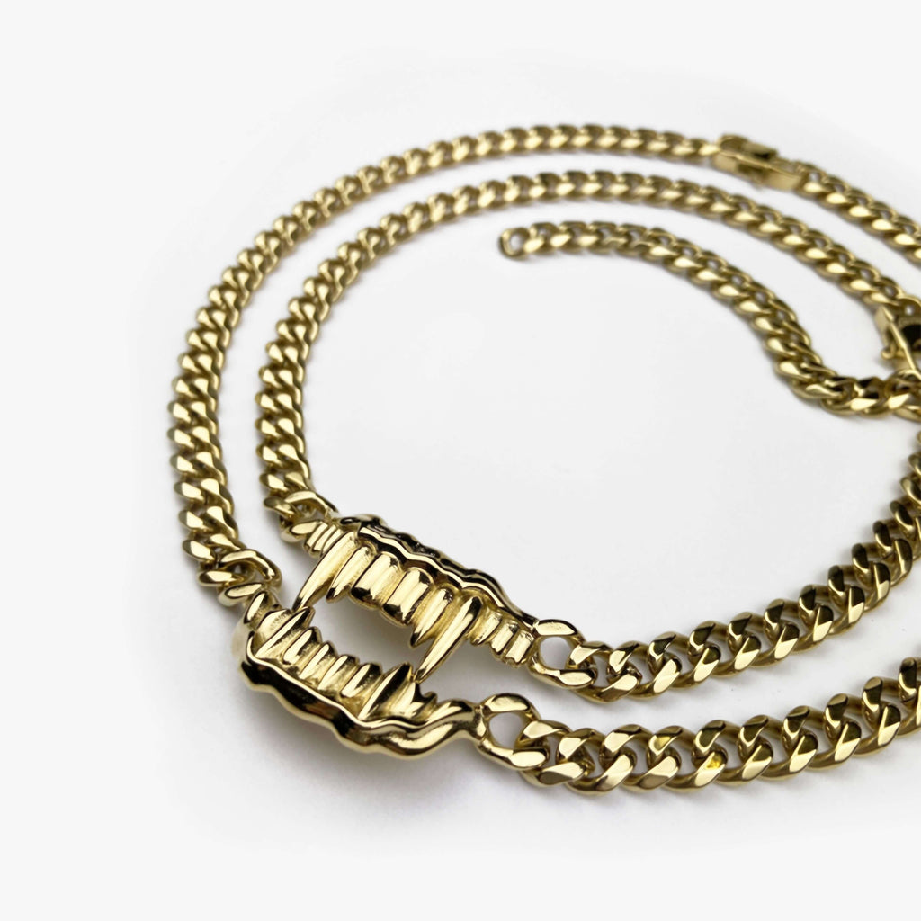 BITE ME DUAL CUBAN CHAIN RARE-ROMANCE™️ RARE-ROMANCEJewelry - Jewelry - Fashion - silver - gold - necklace - pendant  - chain - choker 